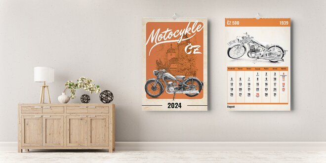 Originálny kalendár s historickými motorkami