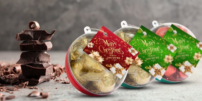 Vianočné čokoládové gule s pralinkami v 2 ks balení