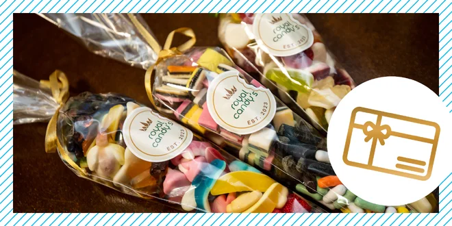 Peňažné poukazy na nákup cukroviniek v candyshope Royal Candy's