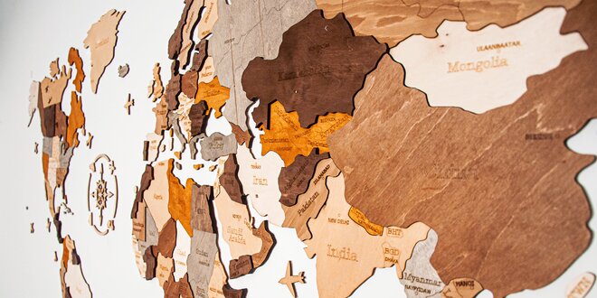 Veľké 3D drevené puzzle mapy Slovenska i sveta, viacero rozmerov aj farieb
