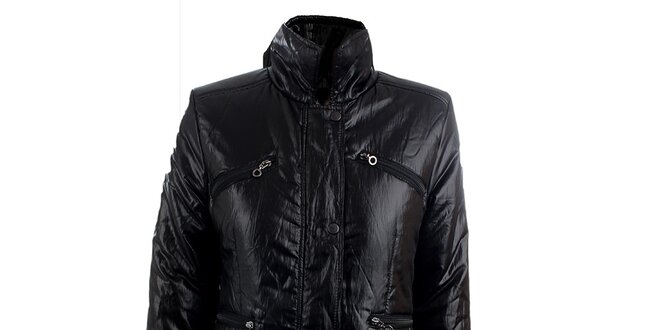 Dámsky čierny kabát s límčekom Quo Vadis