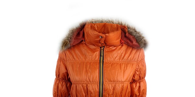 Dámska oranžová bunda Mezzo s kapucňou