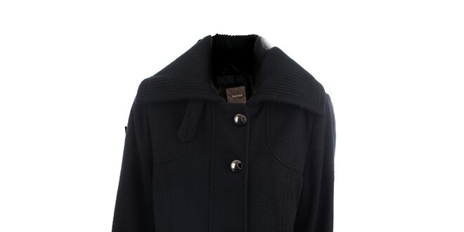 Čierny kabát so striebornými gombíkmi Ikebana
