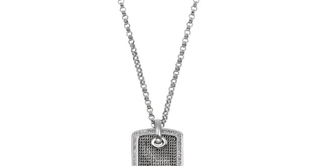 Dámsky strieborný oceľový náhrdelník s príveskom DKNY