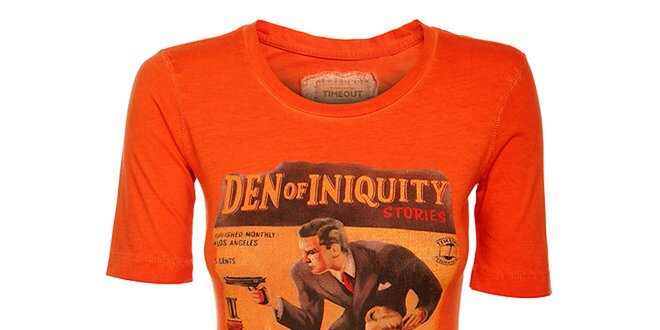 Dámske oranžové tričko Timeout s farebnou potlačou