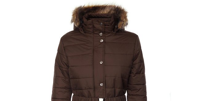 Dámsky tmavo hnedý zimný prešívaný kabát Trimm Loana