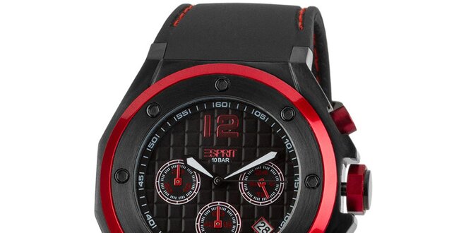 Pánske čierno-červené analogové hodinky Esprit