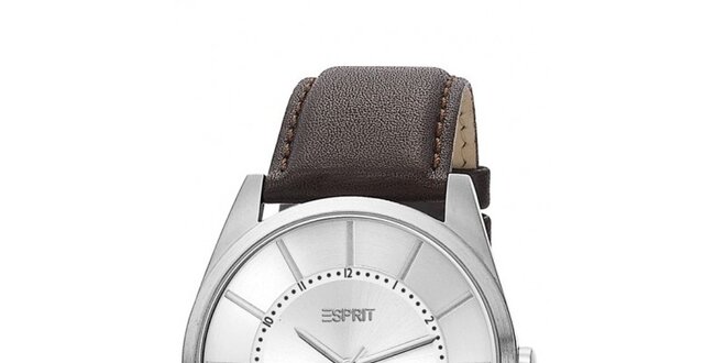 Pánske strieborné analogové hodinky Esprit so strieborným ciferníkom