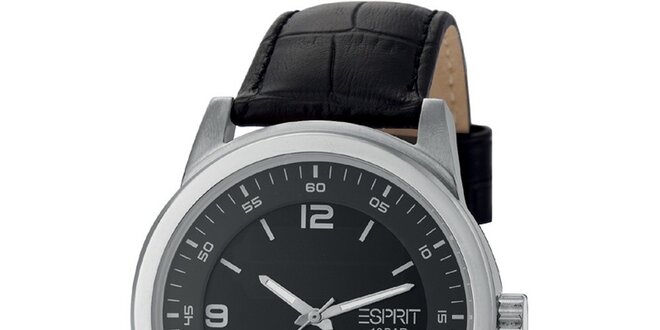 Pánske oceľové hodinky s koženým remienkom Esprit