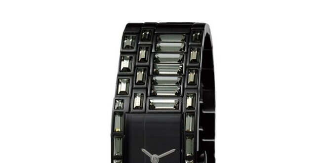 Dámske čierne náramkové hodinky s tmavými kryštáľmi Esprit