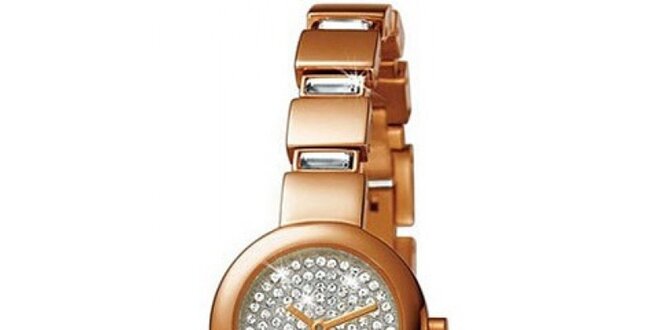 Dámske zlato-ružové hodinky s kryštáľmi Esprit