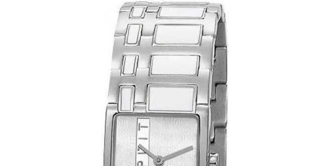 Dámske strieborné oceľové hodinky Esprit s bielym vykladaním