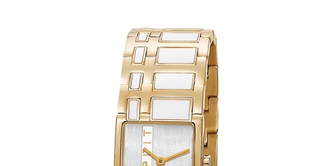 Dámske zlaté hodinky Esprit s bielym vykladaním