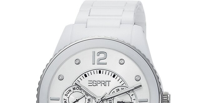 Dámske biele analogové hodinky s chronografom Esprit