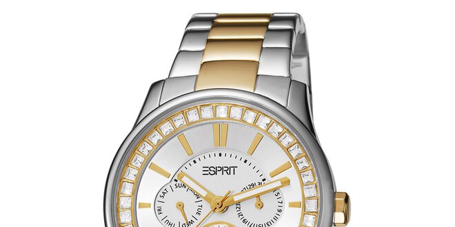 Dámske zlato-strieborné analogové hodinky Esprit
