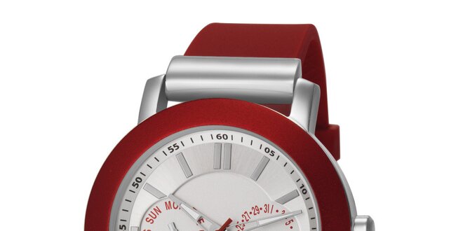 Dámske červeno-strieborné hodinky Esprit
