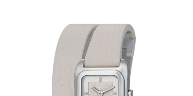 Dámske strieborné hodinky Esprit s dvojitým bielym remienkom