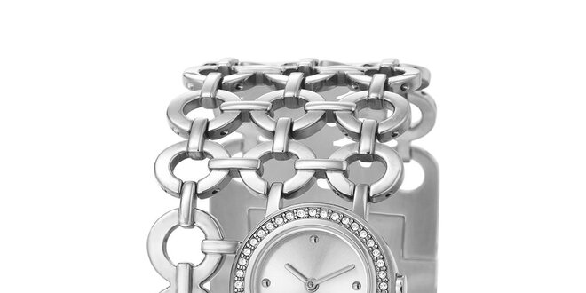 Dámske strieborné hodinky Esprit s krúžkovým náramkom a kryštáľmi