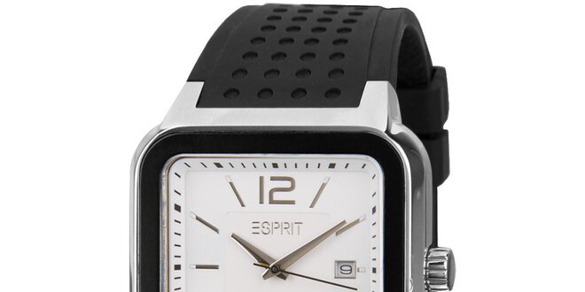 Dámske čierno-biele hranaté hodinky Esprit