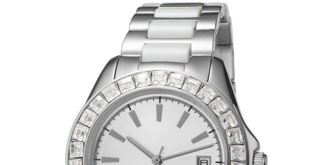Dámske keramické hodinky Esprit strieborné s kamienkami