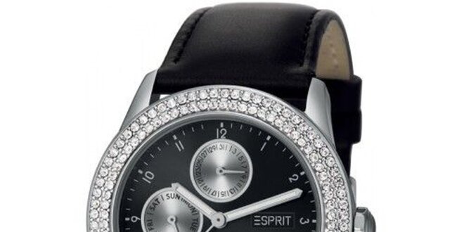 Dámske hodinky Esprit s čiernym ciferníkom a kryštálikmi
