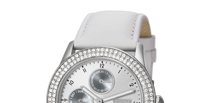 Dámske hodinky Esprit s bielym ciferníkom a kryštálikmi