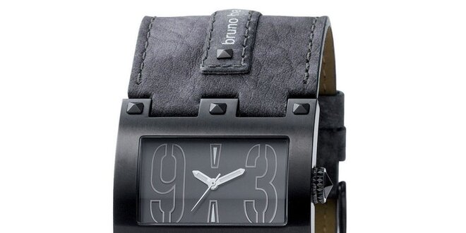 Pánske tmavo šedé hranaté hodinky Bruno Banani