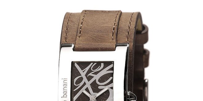 Dámske strieborné hodinky s koženým remienkom Bruno Banani