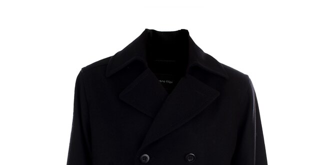 Pánsky krátky čierny dvojradový kabát Pietro Filipi