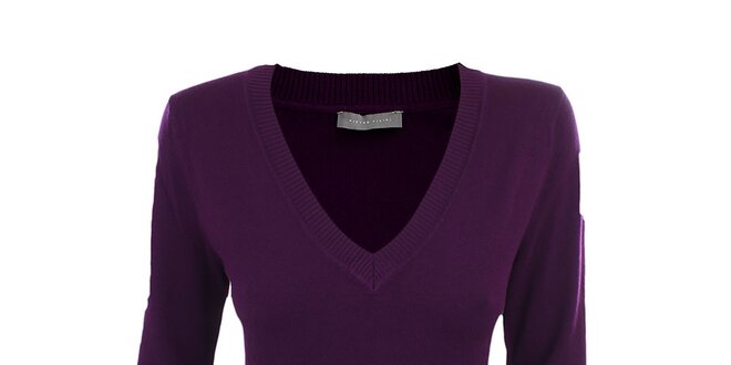 Dámsky fialový sveter s véčkovým výstrihom Pietro Filipi
