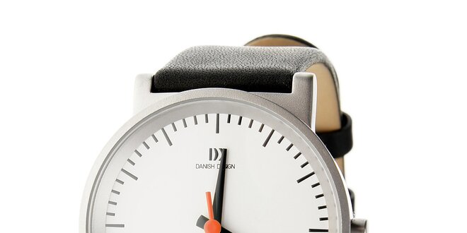 Pánske hodinky Danish Design s čiernym koženým remienkom
