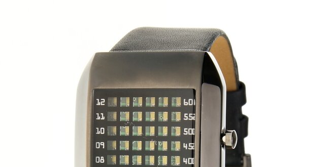Pánske čierne ocelové hodinky Danish Design s čiernym koženým remienkom