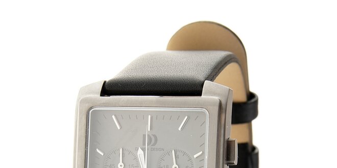 Pánske titanové hodinky Danish design s čiernym koženým remienkom