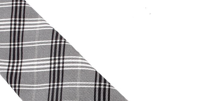 Pánska šedo-čierna kockovaná hodvábna kravata Pietro Filipi