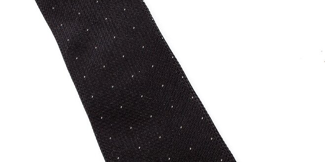 Pánska čierna hodvábna kravata s bodkou Pietro Filipi