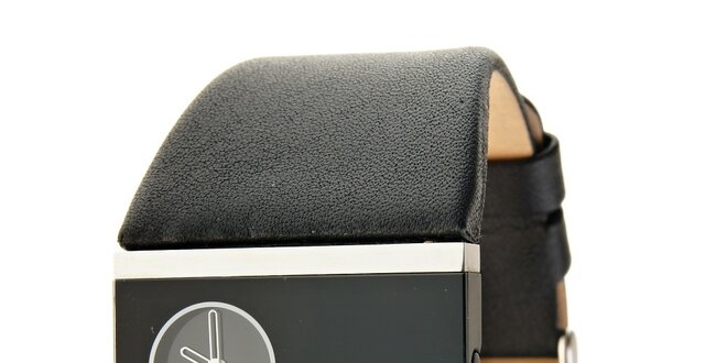 Dámske čierno-strieborné hodinky Danish Design s čiernym koženým remienkom