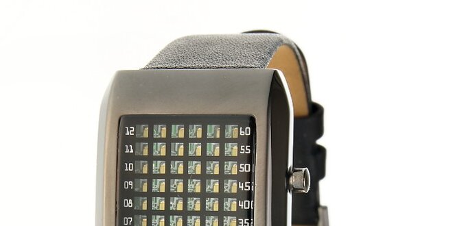 Čierne oceľové hodinky Danish Design s čiernym koženým remienkom