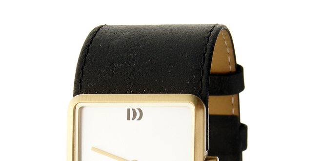 Dámske ocelové hodinky Danish Design s čiernym koženým pásikom