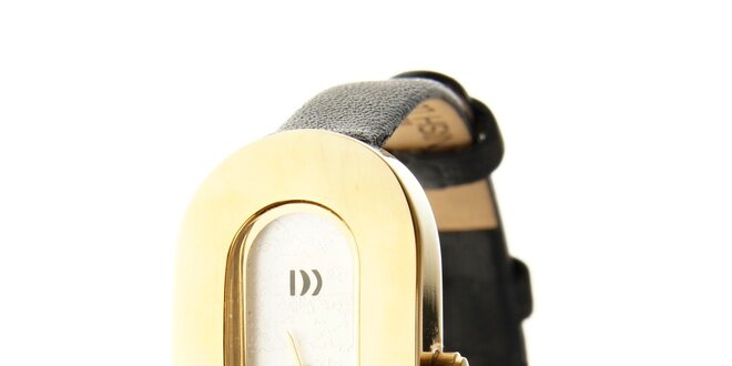 Dámske titanové hodinky Danish Design s čiernym koženým pásikom