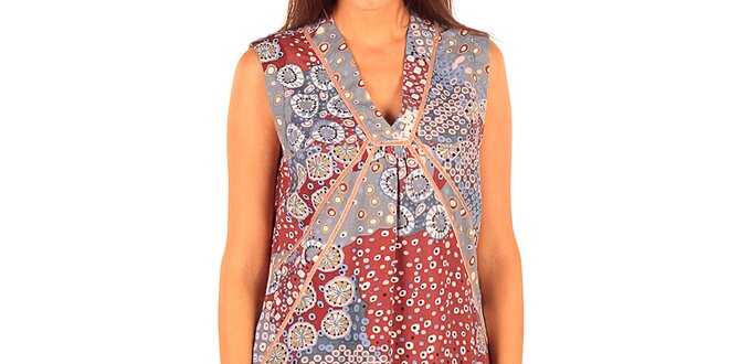 Dámske šedo-modro-vínové šaty s potlačou Tonala