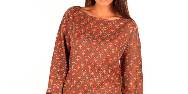Dámske oranžovo-béžové šaty s potlačou Tonala