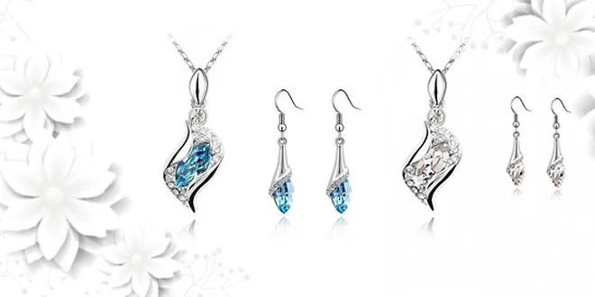 Swarovski náušnice a prívesok s retiazkou