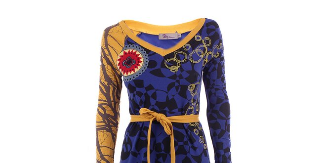 Dámske modro-žlté šaty DY Dislay Design