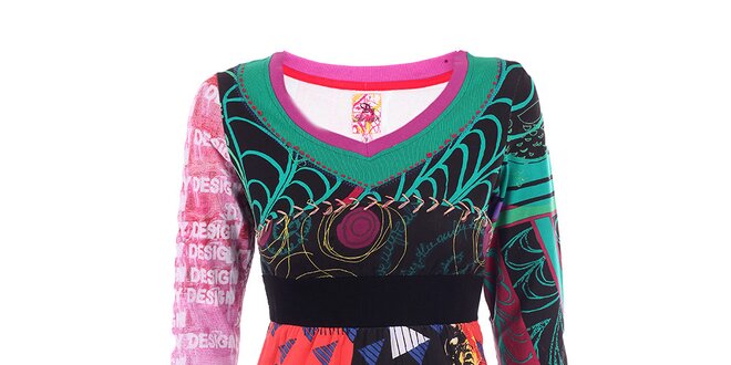 Dámske farebné šaty s čipkovou aplikáciou DY Dislay Design