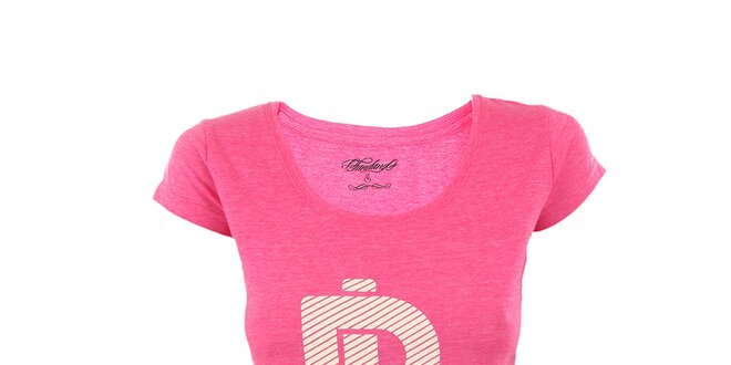 Dámske ružové tričko Fundango s krémovou potlačou