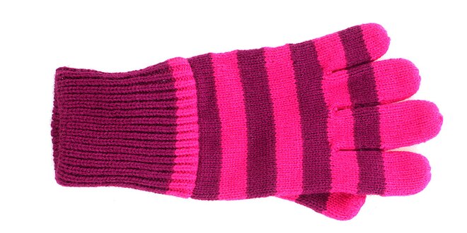 Dámske malinovo-ružové pruhované rukavice Fundango