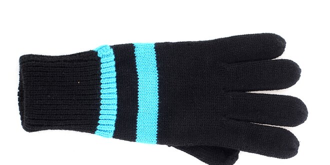 Dámske čierne rukavice s modrým pruhom Fundango