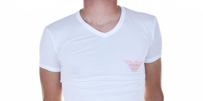 Pánske biele tričko Emporio Armani s potlačou