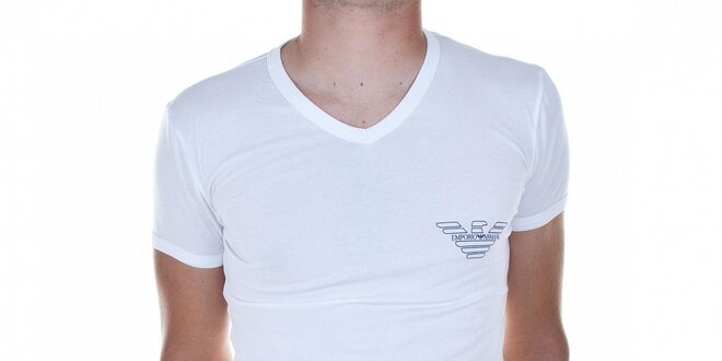 Pánske biele tričko Emporio Armani s potlačou