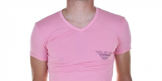 Pánske svetlo ružové tričko Emporio Armani s potlačou